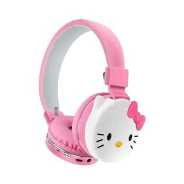 Imagem de Fones De Ouvido Bluetooth Hello Kitty Rosa Sem Fio Dobráveis Leves Com