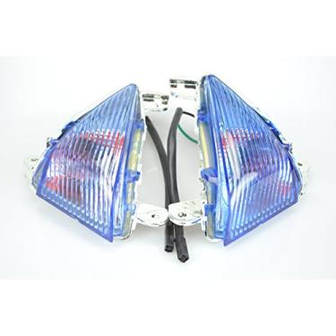 Imagem de TOPZONE Compatível com Kawasaki 2006-2019 Ninja ZX-14R; Ninja ZX-6R 2007-2016; Ninja ZX-10R 2006-2007; Lâmpada Idicadora Frontal Pisca-pisca (lâmpadas LED instaladas, cor azul)