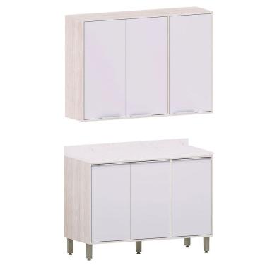 Imagem de Kit Armário Aéreo com Balcão de Cozinha 120 cm Atenas