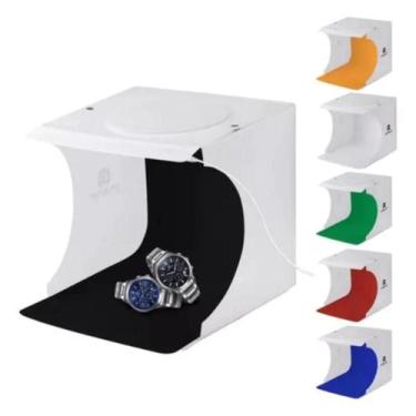 Imagem de Mini Estúdio Fotográfico Cabine Dobrável 23X24 Led 6 Fundos - B-max