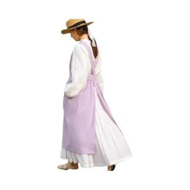 Imagem de Avental De Cozinha Feminino De Algodão Para O Verão, Decote Em V, Com 