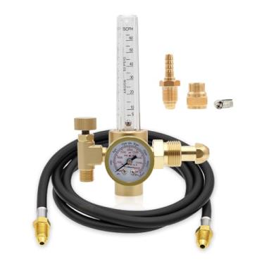 Imagem de CGA-580 Argon CO2 MIG Regulador de Soldagem 0-60 CFH Medidor de Fluxo com Mangueira de Soldagem a Gás de 18 m para Soldagem MIG/TIG