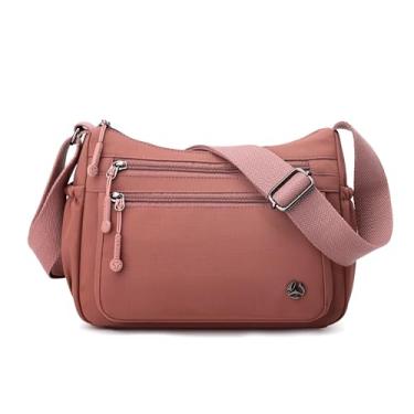 Imagem de Wytidian Bolsas transversais femininas à prova d'água de nylon bolsa de ombro espaçosa com vários bolsos carteiro bolsas de mão, Rosa escuro, 11 inches (L) x 3.9 inches (W) x 7.9 inches (H), Bolsa de