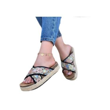 Imagem de Sandálias femininas Dancy de salto baixo de 3 cm vermelhas e rosa - Li