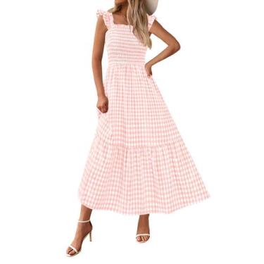 Imagem de Vestido de verão PRETTYGARDEN com decote quadrado com babados, xadrez,