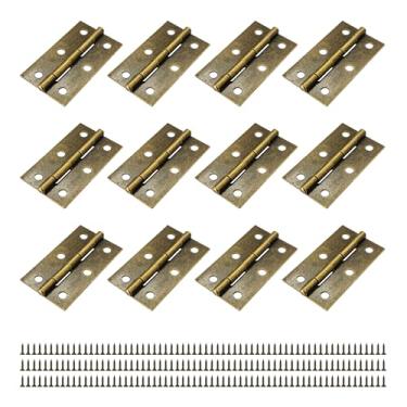 Imagem de bociloy 12 peças dobradiças de armário de porta de metal bronze antigo de 6 cm, mini dobradiças dobráveis para porta de madeira, caixa de madeira, pequenos artesanatos (60 x 34 mm)