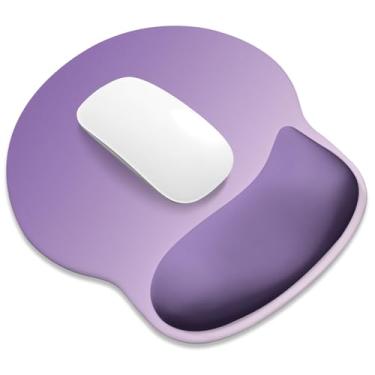 Imagem de ITNRSIIET Mouse pad ergonômico com descanso de pulso de espuma viscoelástica mais amplo + 17% - almofada curva reduz a pressão em 20%, alívio da dor, antiderrapante, suave, cores fofas, 25 x 23 cm