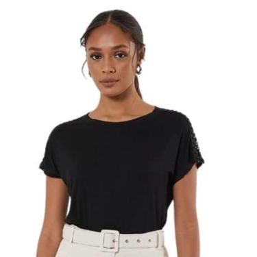 Imagem de Camiseta FMF Feminina Preta com Detalhes nos Ombros – Casual e Estilosa-Feminino