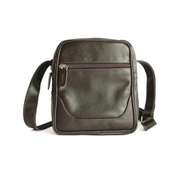 Imagem de Bolsa Masculina e Feminina de Couro – Shoulder Bag Unissex Premium Transversal Unissex Masculina Feminina 05 (Marrom)