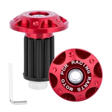 Imagem de 2un Tampões Extremidade Guiador para Moto, Tampões Extremidade Guiador Duráveis e Premium com Chave Hexagonal Acessórios Práticos para Motos Todo-o-Terreno (Vermelho)