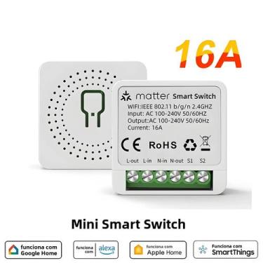 Imagem de Interruptor Inteligente WiFi 16A Com Controle Duplo Pass-through, Func
