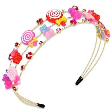 Imagem de NVENF Tiara de doces acessórios para fantasia de Natal, bengala doce, pirulito, fantasia de candyland, roupas de Halloween para presente feminino (padrão G)