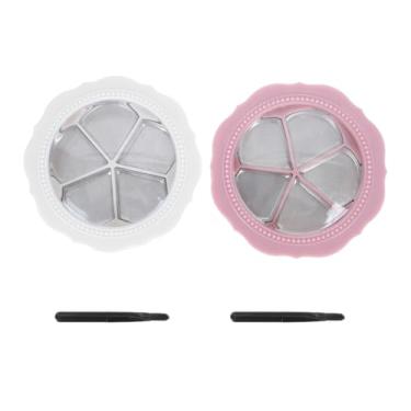 Imagem de Beaupretty 2 conjuntos de paleta de batom vazia com espelho e pincel caixa de paleta de sombras recarregáveis, recipientes de armazenamento de cosméticos para batom, protetor labial e blush