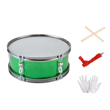 Imagem de KiBcsLic Caixa de 35 cm para prática de som único, tambor de poliéster com pele para iniciantes, multiuso, com luvas e baquetas, Verde