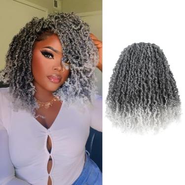 Imagem de Pelokaa Cabelo de crochê Yanky Twist - 25,5 cm, 8 pacotes (240 fios) ombré cinza pré-torcido macio primavera paixão micro mini torção, pré-enrolado, curto cacheado, tranças de crochê trançadas (25 cm