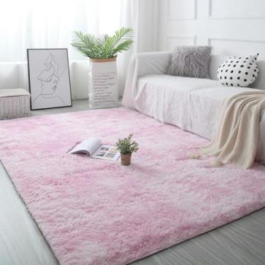 Imagem de Tapete branco fofo para sala de estar, quarto, decoração de casa, tapete grande, grosso, para meninas, quarto infantil, tapete rosa peludo (80 x 160 cm, 31 x 63 polegadas/rosa claro)