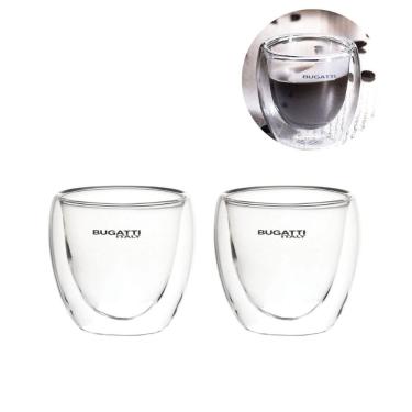 Imagem de Conjunto 2 Copos de Café Chá Licor Parede Dupla 80ml Bugatti