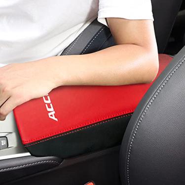 Imagem de HORRY Capa de apoio de braço para console central para Accord Sport EX LX Touring 2018-2023 à prova d'água couro protetor de couro acessórios interiores (couro vermelho)