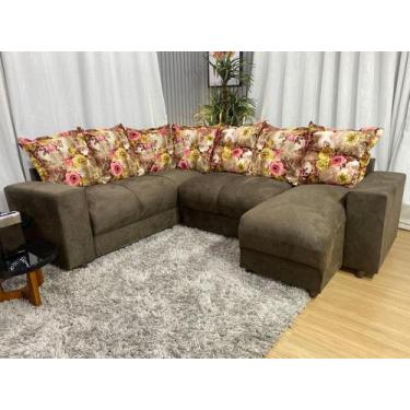 Imagem de Sofá Canto Marrom com Floral 603/66 Áustria - Alpoim