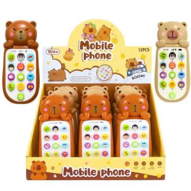 Imagem de Kit 12 Celular Infantil Musical Capivara Sons Animais Fesat Infantil L