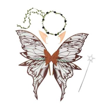 Imagem de simhoa Fantasia de Asas de Fada Feminina Fantasia de Elfo Acessórios para Cosplay Festa Performance, Marrom