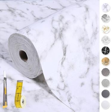 Imagem de Forro de gaveta e prateleira de 2 camadas para armário de cozinha: 89,9 cm x 39,5 pés papel de prateleira antiderrapante impermeável não adesivo forros de geladeira de mármore branco para banheiro com