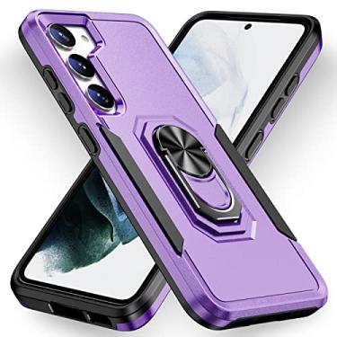 Imagem de SORAKA Capa para Samsung Galaxy S23 com suporte de anel e placa de metal capa rígida para PC para-choques de TPU suave capa resistente de ajuste fino estojo protetor à prova de choques