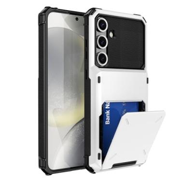 Imagem de SORAKA Capa para Samsung Galaxy S24 FE com suporte para cartão PC TPU 2 em 1 capa bumper de camada dupla à prova de choque pode conter 5 cartões brancos