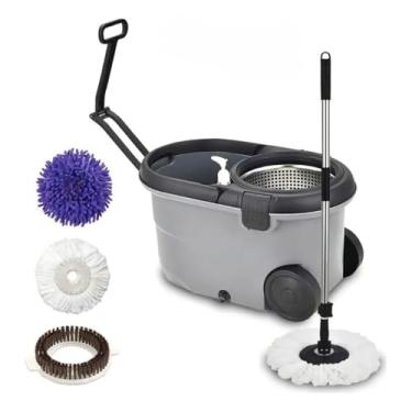 Imagem de Mop Giratório Com Roda Centrifuga Inox Cabo 1,60cm 3 Refis E Alça