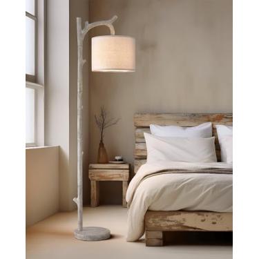 Imagem de OYEARS Candeeiro de chão rústico para tronco de árvore de fazenda clássico campestre resina de grão de madeira vintage 155,56 cm Lâmpada decorativa retrô para quarto, sala de estar, escritório