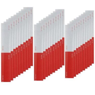 Imagem de XIAXIANOVA Fita reflexiva 30 peças - 5 x 30 cm vermelho/branco DOT-C2 adesivos de segurança autoadesivos à prova d'água, fita refletora de alta resistência para caminhões/reboques/bicicletas