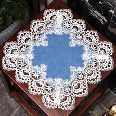 Imagem de Toalha de mesa quadrada de cabeceira de couro, capa de mesa de cabeceira de macramê, toalha de mesa lateral à prova d'água, antiderrapante, limpável, adequada para uso interno e externo, cozinha, sala