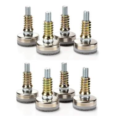 Imagem de HOTTARGET Niveladores de móveis - Pernas de nivelamento ajustáveis para mesas, cadeiras, armários, almofadas de feltro incluídas (8, D35 mm prata)