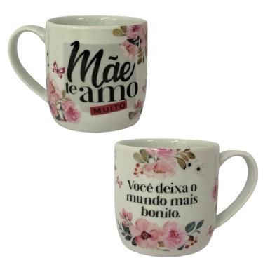 Imagem de Caneca Porcelana Estampada Branca Mãe Te Amo Muito 360Ml