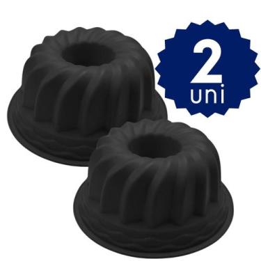Imagem de Kit 2 Forma de Silicone Redonda Com Buraco Furo no Meio Para Bolo Pudi