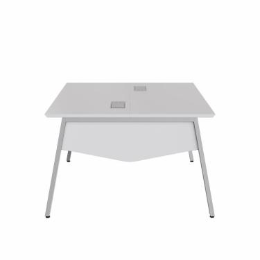 Imagem de Mesa Escritório Plataforma 2 Pessoas 135cm com Tampo Chanfrado Industrial Executive Cinza