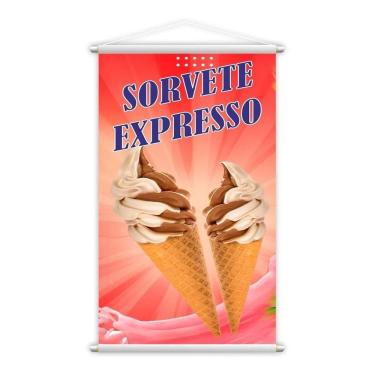 Imagem de Banner Sorvete Expresso Soft Casquinha Sorveteria 80X50Cm