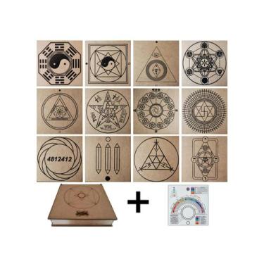 Imagem de Kit Caixa + 12 Principais Gráficos Radiestesia do Grupo 6 MDF Cru 20x2