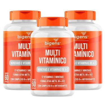 Imagem de 3x Multivitamínico A-Z Bigens 60 Capsulas, Sem Sabor