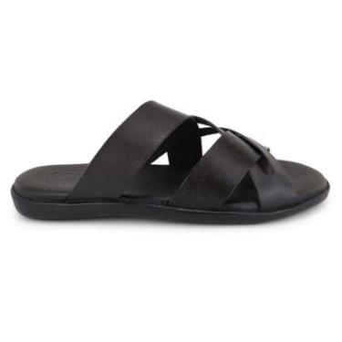 Imagem de Chinelo Sandália Masculino Couro Marrom Confort Ortopédica-Masculino