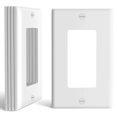 Imagem de JOYUMY Pacote com 5 interruptores de luz decoradores ou receptáculos, placa de parede, acabamento brilhante, tamanho 1 gangue 11,4 cm x 7 cm, termoplástico de policarbonato inquebrável, branco