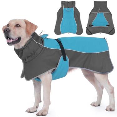 Imagem de HezzLuv Casaco impermeável para cães com alças refletivas, orifício para coleira e forro de lã polar, jaqueta de inverno lavável na máquina para cães pequenos, médios e grandes, quente, colete à prova