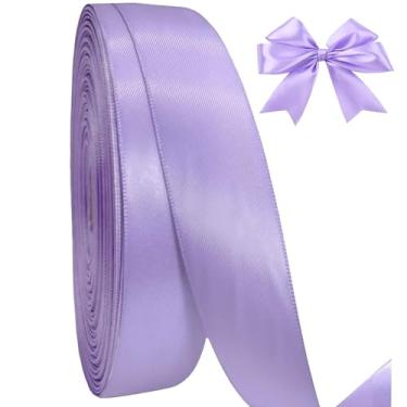 Imagem de AEVORA Fita de cetim dupla face de 9,5 cm, fita de embrulho de presente 50 metros para buquês de flores, embrulho de artesanato de Natal, faixas de cabelo, costura de casamento (roxo 430)