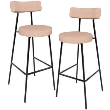 Imagem de Kit 02 Banquetas Alta Cozinha Bar Sala Jantar Estrutura Em Aço Milão L