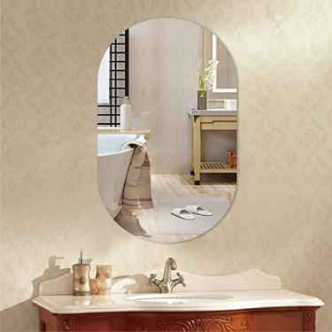 Imagem de LIFOND Espelho de parede para banheiro espelho de parede oval sem moldura, grande para borda polida, espelho de vaidade estilo moderno, espelho de decoração de parede horizontal/vertical 50 x 80 cm