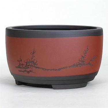 Imagem de Vaso de cerâmica com areia roxa, vaso de areia roxa respirável, vaso grande, orquídea borboleta, vasos especiais, Clivia, vaso de cerâmica artesanal tradicional (cor: verde, tamanho