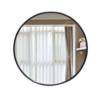 Imagem de EHVYBDX Espelho cosmético para barbear/maquiagem moldura de metal redondo espelho pendurado espelho montado na parede banheiro quarto sala de estar decoração simples