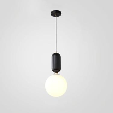 Imagem de KSSTEVNBD Lustre moderno estilo escandinavo lustre de cabeceira com sombra esférica de vidro moderno simples criativo lustre sala de jantar cozinha ilha bar luminária decorativa lustre (Gol