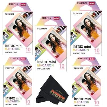 Imagem de Fujifilm Pacote de mini filmes variados Instax – 5 estilos exclusivos para câmeras Instax + pano de limpeza de microfibra Sunshine Photo bônus – Macaron - (pacote com 5 x 10 folhas)
