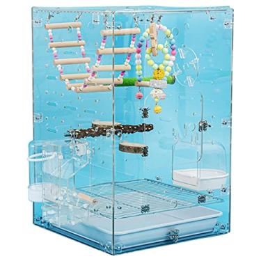Imagem de Gaiola de pássaro gaiola de pássaro para periquitos ampla gaiola de pássaro ornamental de acrílico transparente, gaiola de reprodução de papagaios, gaiola de pássaro do amor portátil fácil de limpar